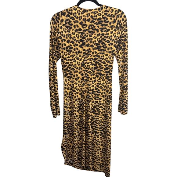 Norma Kamali Animal Print Faux Wrap Dress Flattering Stretch Size M Designer - Picture 4 of 11